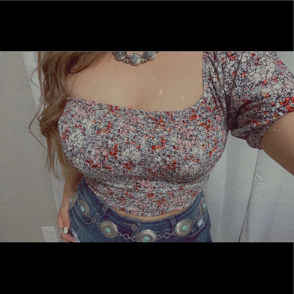 Willow and Root smocked One Shoulder Top